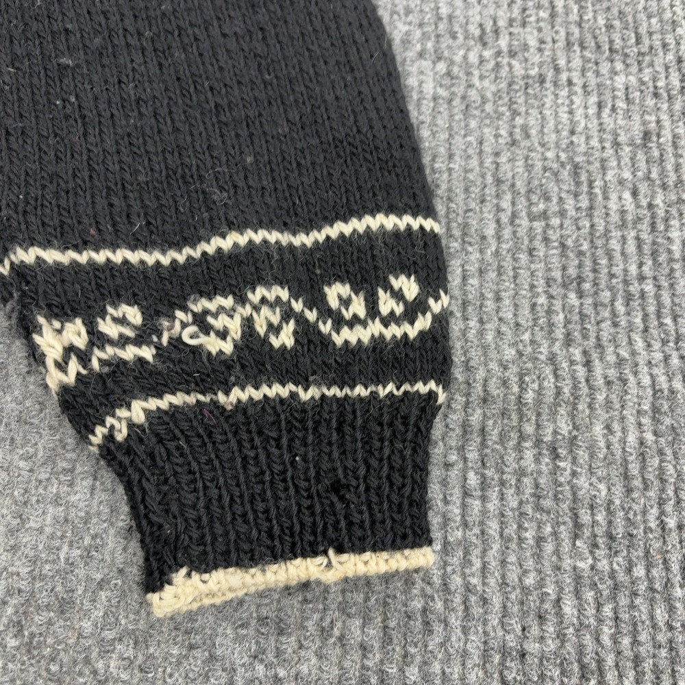 Vintage South Wool Sweater Mens M Black Wool Bird Floral Mock Neck Cottagecore - Picture 7 of 8
